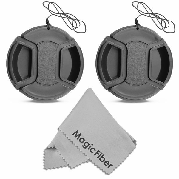 (2-Pack) 58MM Center Pinch Lens Cap For CANON Rebel T5I T4i T3i T3 T2i T1i XTi SL1, CANON EOS 700d 650D 600D 550D 500D 450D 400D 350D 100D 1100D DSLR Cameras MagicFiber Microfiber Lens Cleaning Cloth