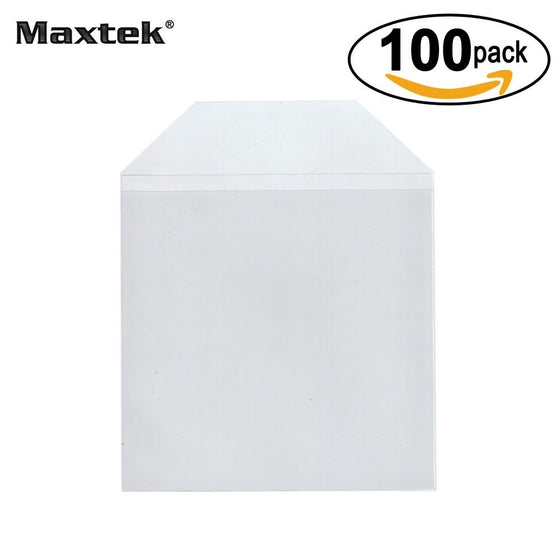 Maxtek 100 Pieces Clear Transparent CPP Plastic CD DVD Sleeves Envelope Holder, 100 micron thickness.