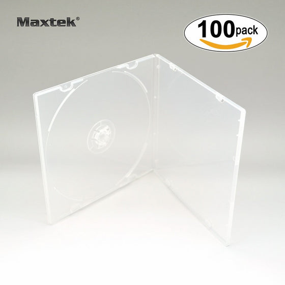 Maxtek 5.2mm Slim Single Clear PP Poly Plastic Cases with Outer Sleeve, 100 pack.