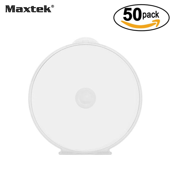 Maxtek 50 pack Clear Transparent Round ClamShell CD DVD Case, with Lock