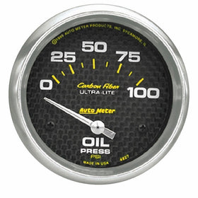 Auto Meter 4827 Carbon Fiber Electric Oil Pressure Gauge