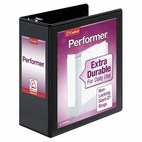 Cardinal Performer 3-Ring Binder, 4", Non-Locking Slant-D Rings, 835-Sheet Capacity, ClearVue Presentation Binder, Nonstick, PVC-Free, Black (17811CB)