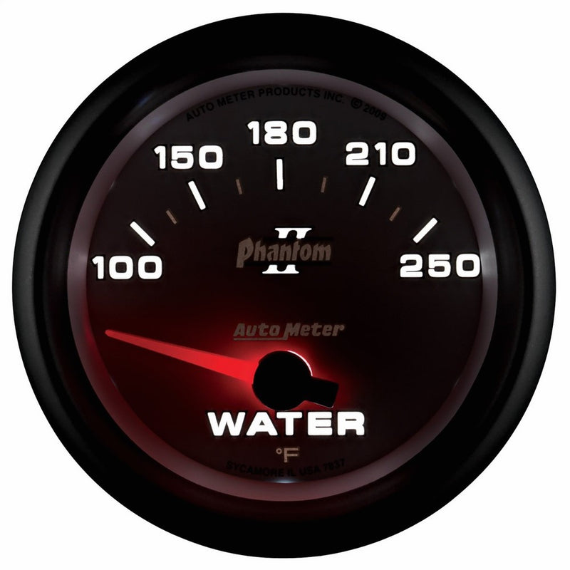 Auto Meter 7837 Phantom II 2-5/8" 100-250 Degree F Short Sweep Electric Water Temperature Gauge