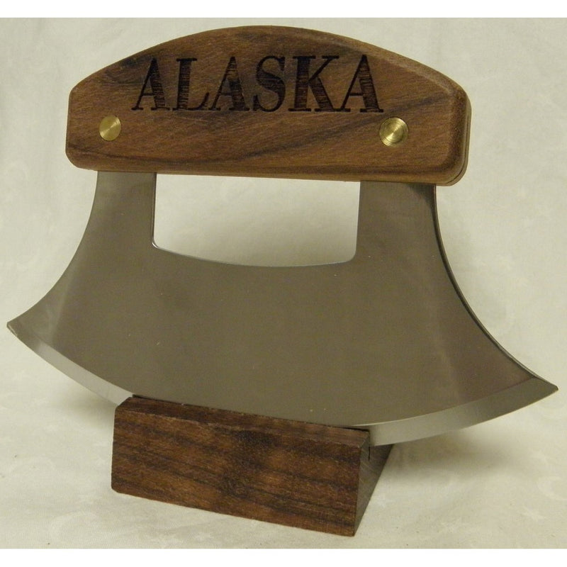 Alaskan Ulu, Inupiat Style with "Alaska" Etched Walnut Handle, 6"