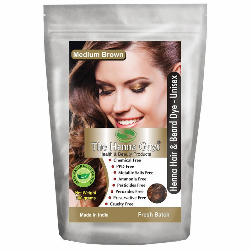 The Henna Guys Henna Hair and Beard Color/Dye, Medium Brown