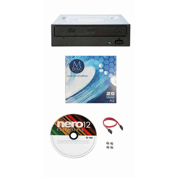 Pioneer 16x BDR-209DBK Internal Blu-ray Burner Bundle with 1 Pack M-DISC BD, Nero Burning Software and Cable Accessories (SATA Interface)