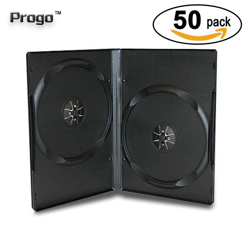 Progo 50 Pack Standard Black Double DVD Cases 14MM