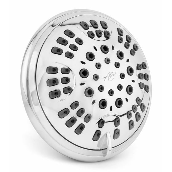 Aqua Elegante 6 Function Luxury Shower Head - Best High Pressure, Wall Mount, Adjustable Showerhead - Chrome