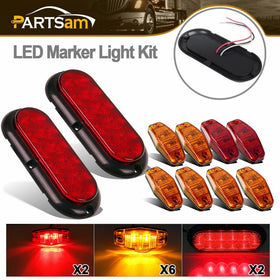 Partsam 6" Stop Turn Brake Tail Light , Led Marker Light , Flange Mount ,Sealed 12V, Kit