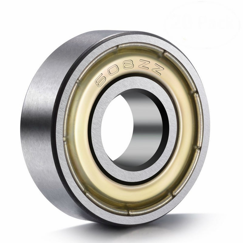 608-ZZ Skateboard Bearing, 8x22x7, Shielded (Pack of 100)