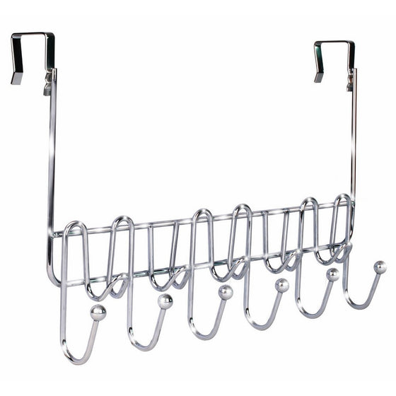 DecoBros Supreme Over The Door 11 Hook Organizer Rack, Chrome Finish