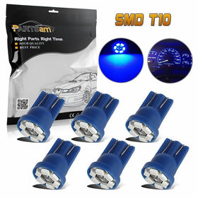 Partsam 6PCS T10 194 168 W5W 2825 Instrument Panel LED Light Gauge Cluster Dashboard Indicator Lamp Bulb, Blue
