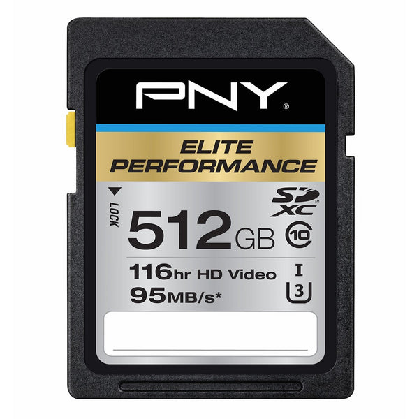 PNY Elite Performance 512GB SDXC Class 10 UHS-I, U3 Up to 95MB/sec (P-SDX512U3H-GE)