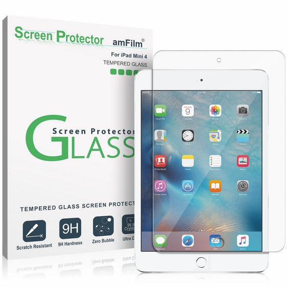 amFilm iPad Mini 4 Tempered Glass Screen Protector 0.33mm 2.5D Rounded Edge for Apple iPad Mini 4 2015 (1-Pack)