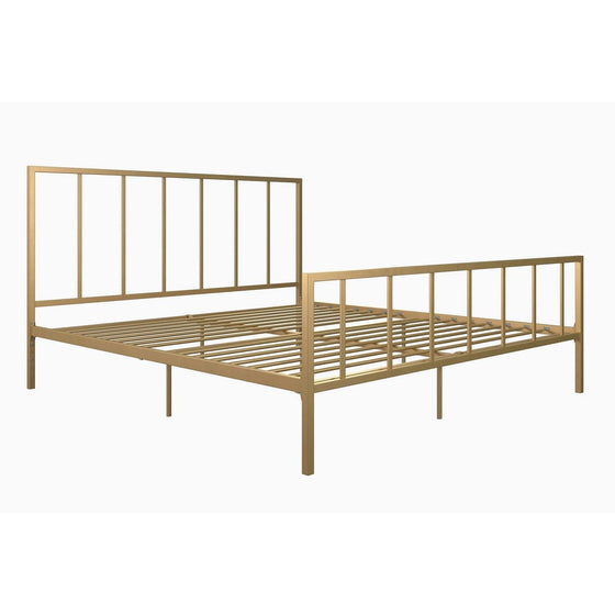 DHP Stella Metal Bed with Sturdy Metal Frame and Slats, Gold, King