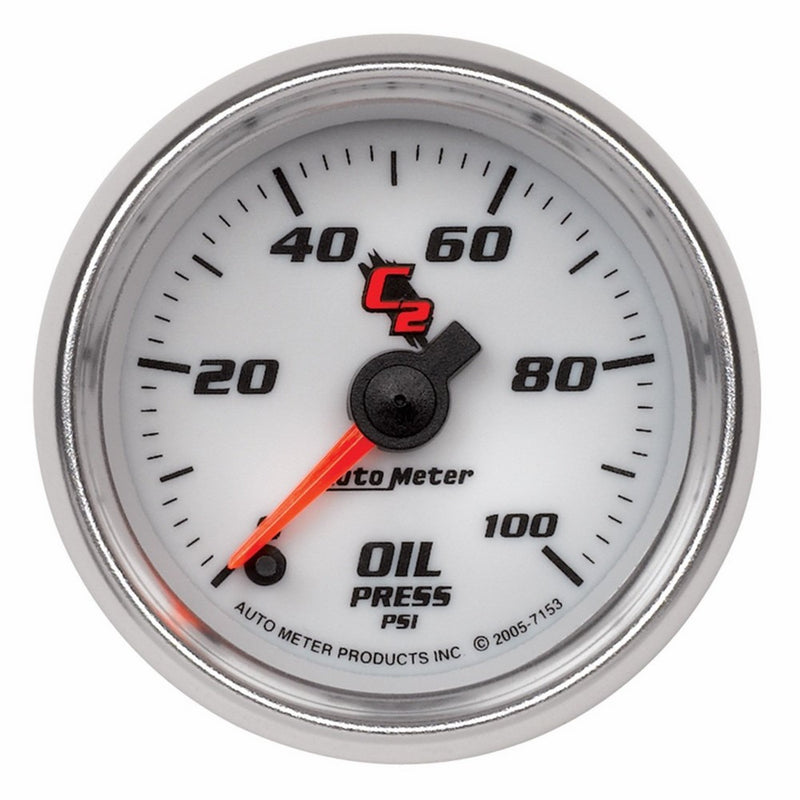Auto Meter 7153 C2 2-1/16" 0-100 PSI Full Sweep Electric Oil Pressure Gauge