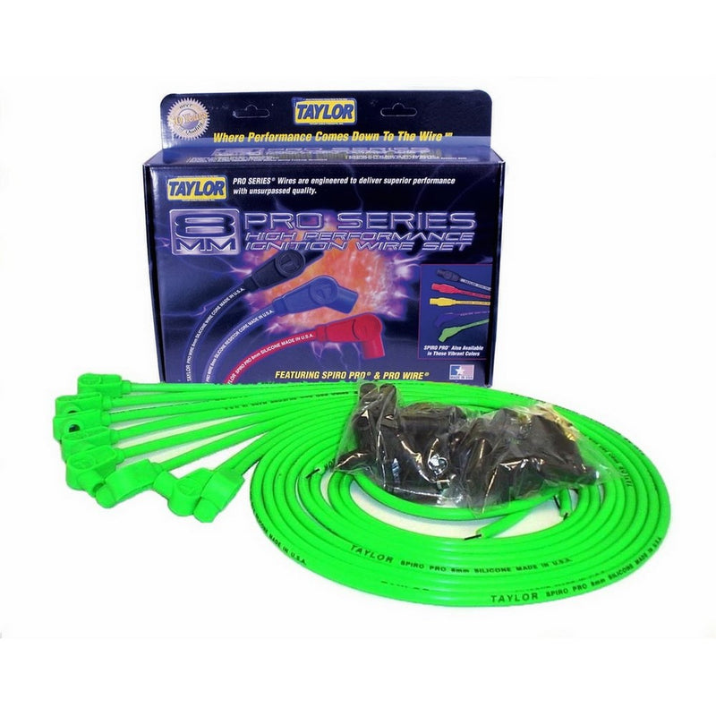 Taylor Cable 78551 Hot Lime 8mm Universal Fit Spiro Pro Spark Plug Wire Set