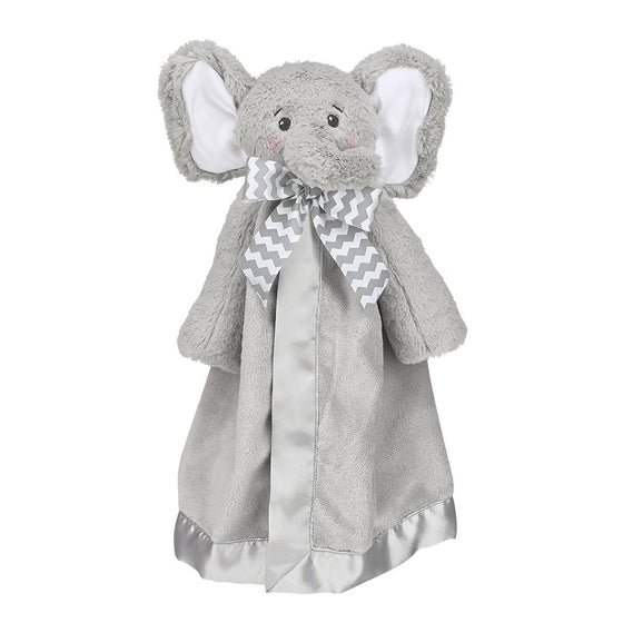 Bearington Baby Lil' Spout Snuggler, Gray Elephant Plush Stuffed Animal Security Blanket, Lovey 15"