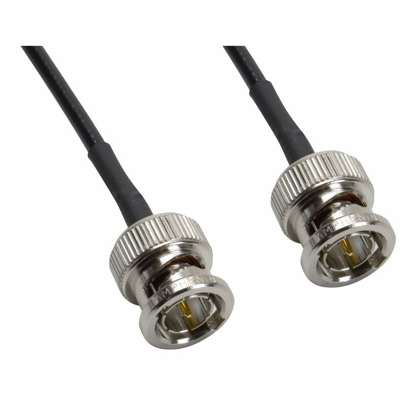 Amphenol CO-174BNCX200-025 Black RG174 Coaxial Cable, 50 Ohm, BNC Male to BNC Male, 25'