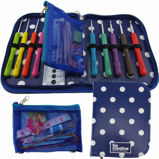 BEST CROCHET HOOK SET WITH ERGONOMIC HANDLES FOR EXTREME COMFORT. Perfect Hooks for Arthritic Hands, Smooth Needles for Superior Results & 22 Knitting Accessories to use with all Patterns & Yarns