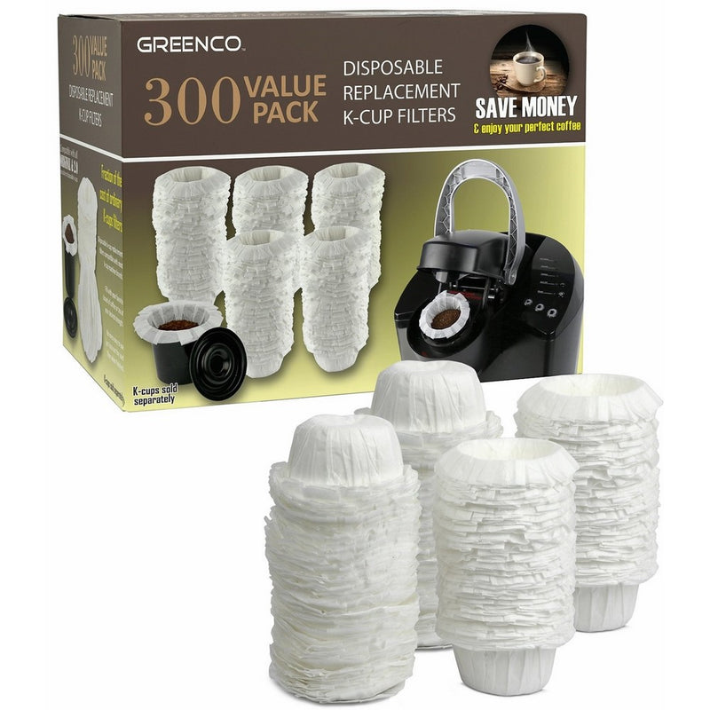 Greenco 0017C 300 Disposable Replacement K-Cup Filters Compatible with Keurig K-Cup Coffee Machines, Black