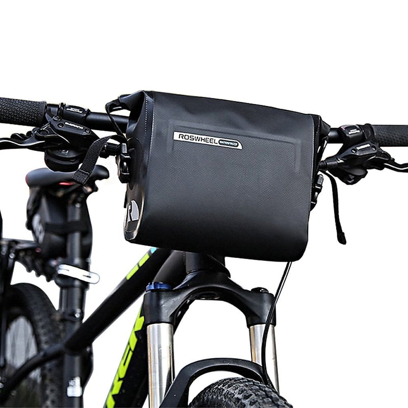 Allnice Bike Handlebar Bag, Waterproof 3L Cycling Bicycle Mountain Road MTB Bike Handlebar Bag Front Top Frame Pouch PVC Tube bag Roll Top Front Pannier Basket Bag
