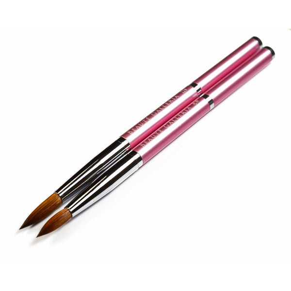 Beaute Galleria - 2pcs Kolinsky Sable Round Acrylic Nail Brush Set (Size 8, 12) Metal Handle Manicure Nail Art Tool