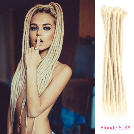 AOSOME 20Strands Dreadlocks Extensions 100% Handmade Crochet Bleached Blonde Synthetic Hair Locs Extension Reggae Hair,20inch