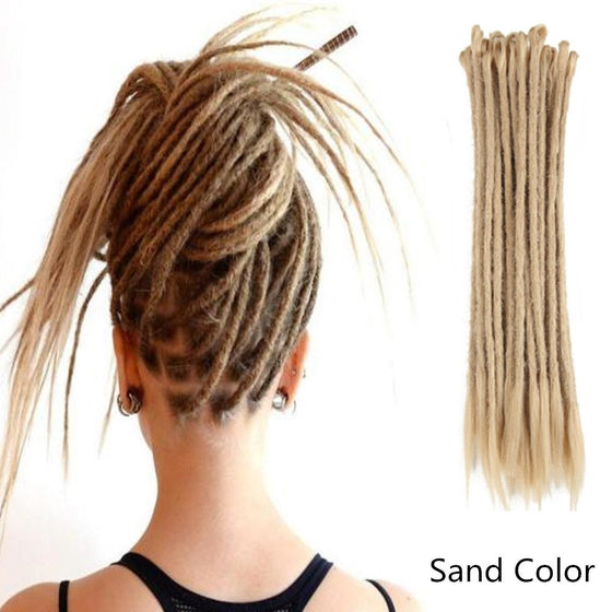 AOSOME 20 Inch Sand Color Dreadlock Extensions Crochet Locs Braids 20pcs All Handmade Synthetic Hair Extension