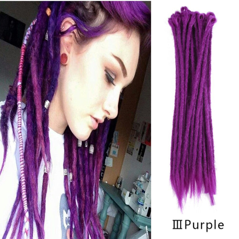 AOSOME 20Pcs/20Inch Purple Dreadlocks Extension Braids All Handmade Crochet Synthetic Hair Extension