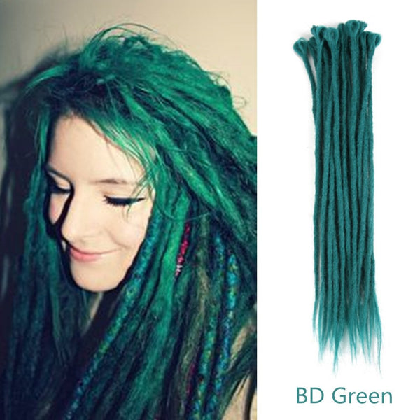 AOSOME 20Pcs/20Inch Crochet Dreadlocks Extensions 100% Handmade Synthetic Hair Extensions,BD Green