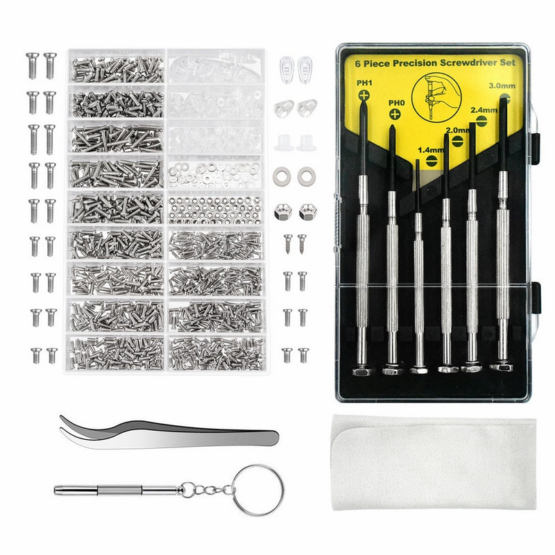 Aluan Eyeglass Repair Kit Sunglasses Repair Kit with Nose Pads Screws Screwdriver Tweezers for Watch Clock Spectacle Repair