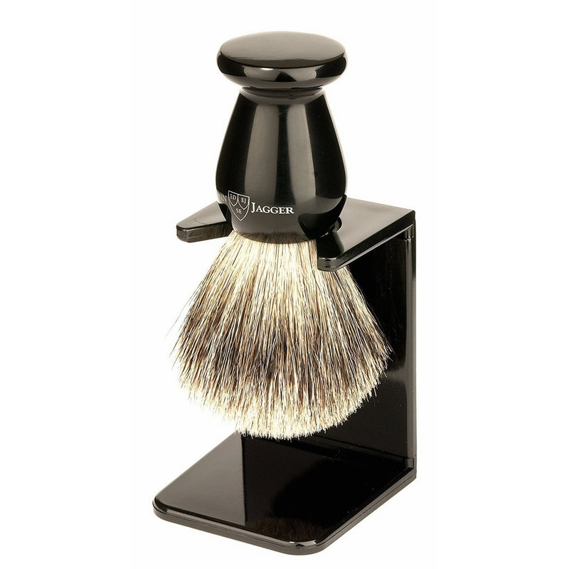 Edwin Jagger Best Badger Shaving Brush with Drip Stand, Imitation Ebony, Medium
