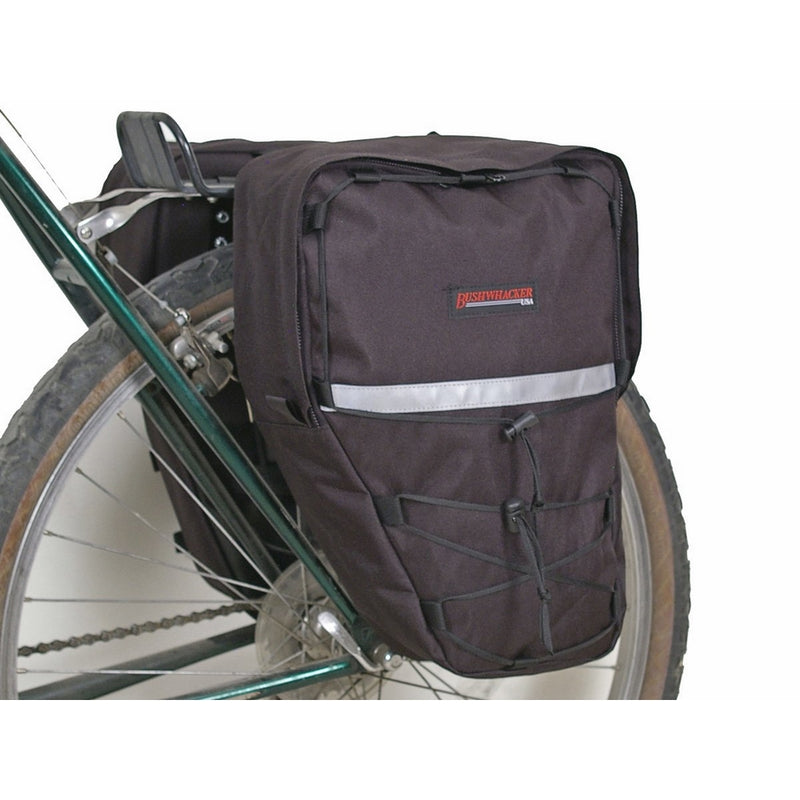 Bushwhacker Moab Black - Bicycle Rear / Front Pannier Cycling Rack Pack Bike Bag - w/ Reflective Trim - Sold as Pair