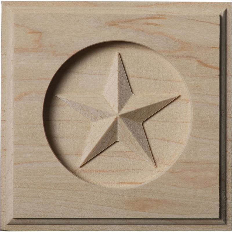 Ekena Millwork ROS04X04AURW Austin Star Rosette, 4 1/4-Inch x 4 1/4-Inch x 3/4-Inch, Rubberwood