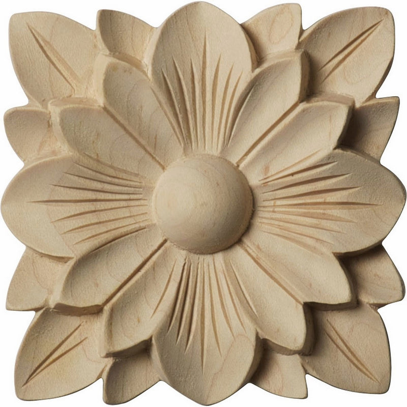 Ekena Millwork ROS03X03SPAL Springtime Rosette, 3 1/2-Inch x 3 1/2-Inch x 1/2-Inch, Alder