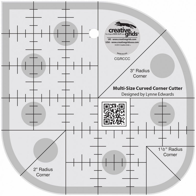 Creative Grids Curved Corner Cutter Quilting Ruler Template for Rounding Corners [CGRCCC]