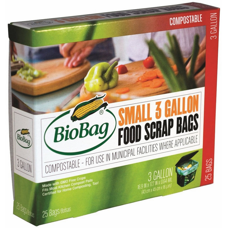 BioBag, The Original Compostable Bag, Kitchen Food Scrap Bags, ASTMD6400 Certified 100% Compostable Bags, Biodegradable Products Institute & VINCOTTE OK HOME Certified, Non GMO, 3 Gallon, 300 Count