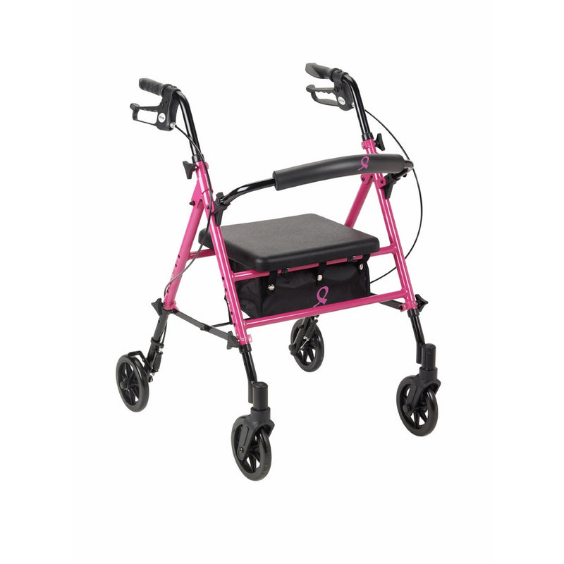 Drive Medical Breast Cancer Awareness Adjustable Height Rollator, Pink