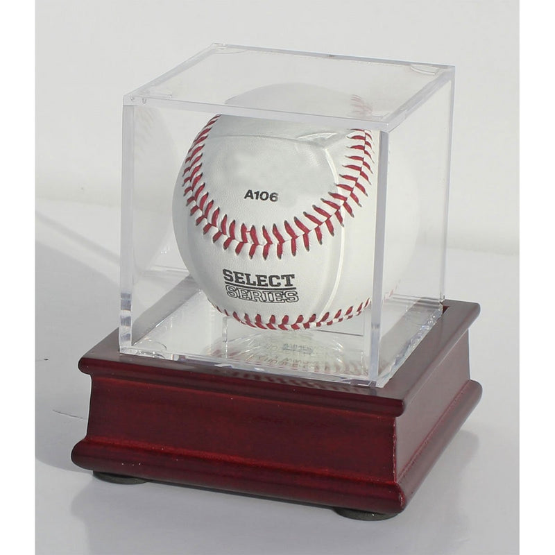 DisplayGifts Pro UV Baseball Display Case Holder and Wooden Stand