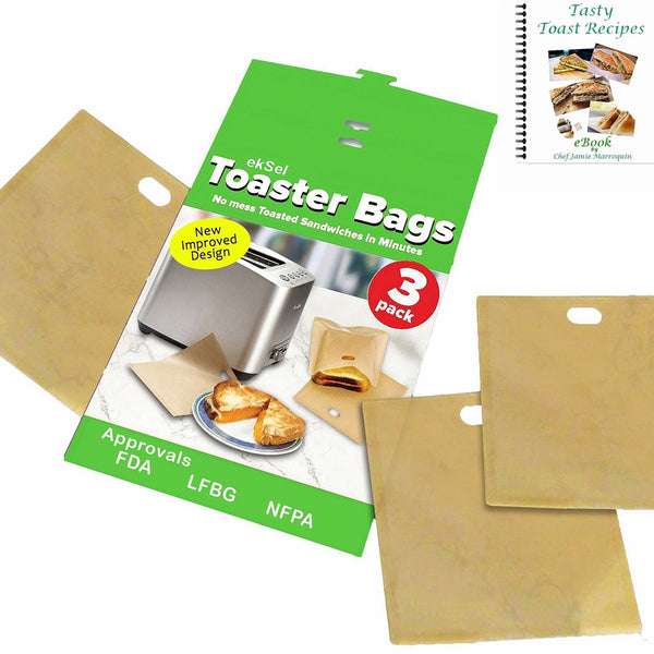 ekSel Non Stick Reusable Toaster Bags, Pack of 3
