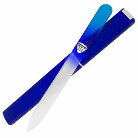 Glass Nail File - Manicure Nail Care - Crystal Nail File by Bona Fide Beauty - Aqua/Cobalt Fingernail File made in The Czech Republic