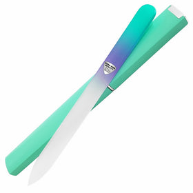Glass Nail File - Manicure Pedicure Nail Care - Crystal Nail File - Stained Glass Fingernail File by Bona Fide Beauty - Made in the Czech Republic (Aqua Violet)