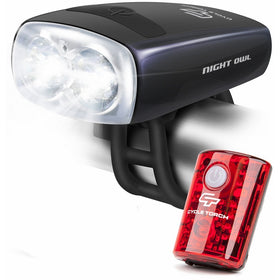 Cycle Torch Night Owl USB Rechargeable Bike Light Set, Perfect Commuter Safety Front and Back Bicycle Light LED Combo - FREE Bright TAIL LIGHT - Compatible with Mountain, Road, Kids & City Bicycles