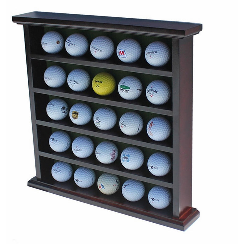 DisplayGifts Golf Ball Display Case Wall Rack Cabinet, NO Door, GB25 (Mahogany Finish)