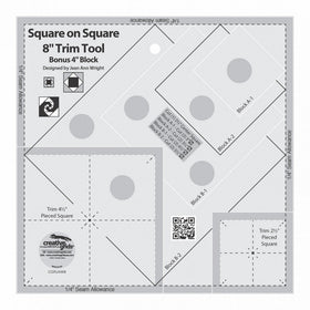 Creative Grids Square on Square 8in Trim Tool Quilt Ruler