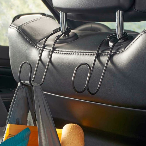 High Road Contour CarHooks Car Headrest Hangers - 2 pack (Black)
