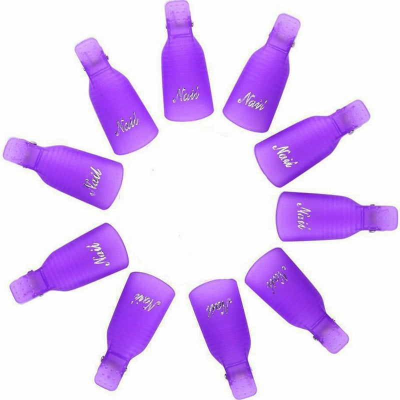 eBoot 10 Pieces Acrylic Nail Art Soak Off Clip Cap UV Gel Polish Remover Wrap Nail Tool (Purple)