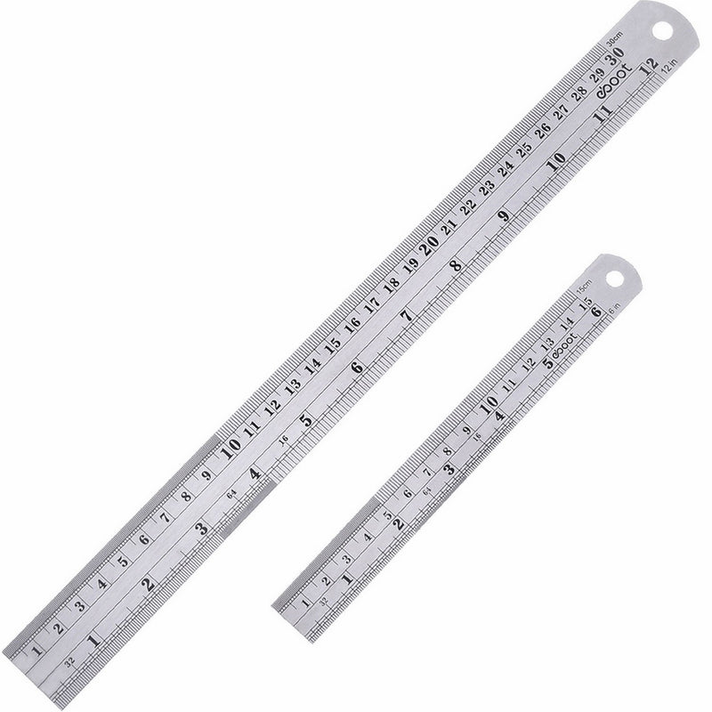eBoot Stainless Steel Ruler 12 Inch and 6 Inch Metal Rule Kit with Conversion Table
