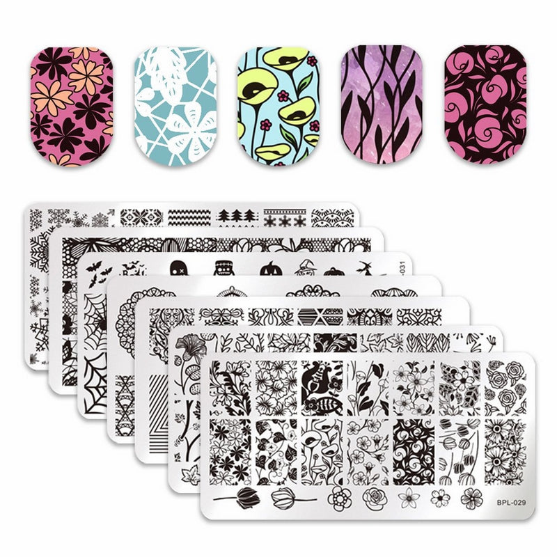 Born Pretty 7Pcs Nail Art Stamping Plates Stamping Templates BPL026-L032